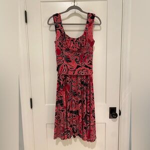 Maggy London Pink and Brown Paisley Midi Dress, size 12